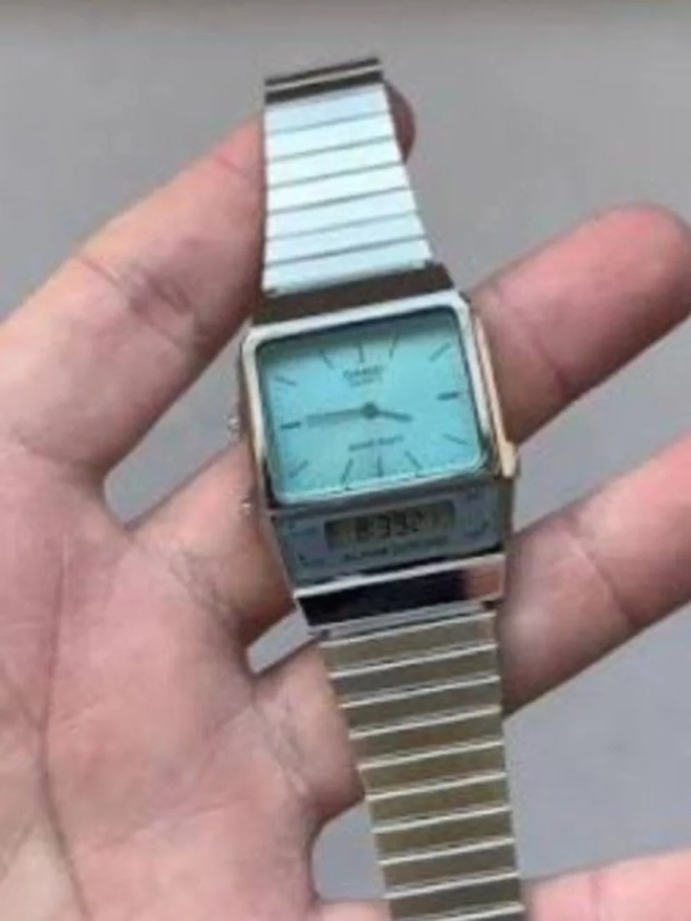 Casio Silver Watch with Mint Green Dial AQ800E